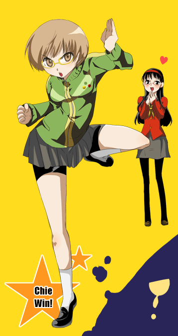 satonaka chie and amagi yukiko (persona and 1 more) drawn by amamomo