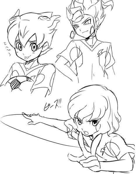 shindou takuto, matsukaze tenma, and tsurugi kyousuke (inazuma eleven and 2 more) drawn by petagon