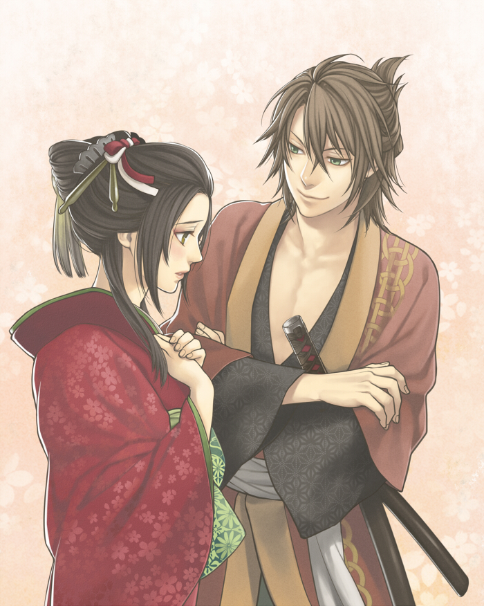 yukimura chizuru and okita souji (hakuouki shinsengumi kitan) drawn by minato_(robin)