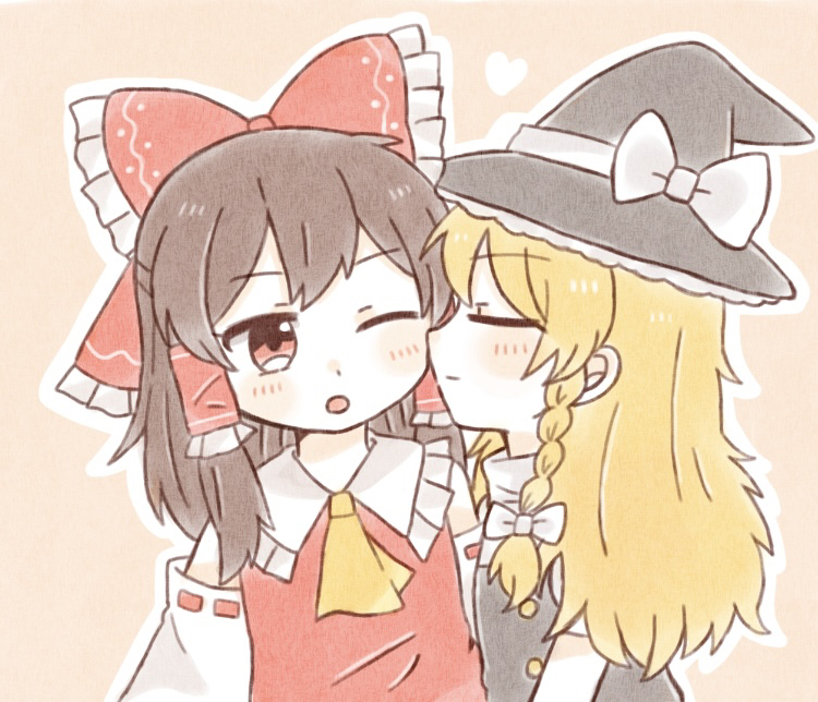 hakurei reimu and kirisame marisa (touhou) drawn by ennma