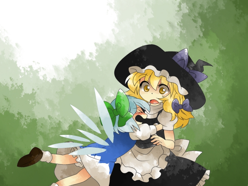 kirisame marisa and cirno (touhou) drawn by hammer_(sunset_beach)