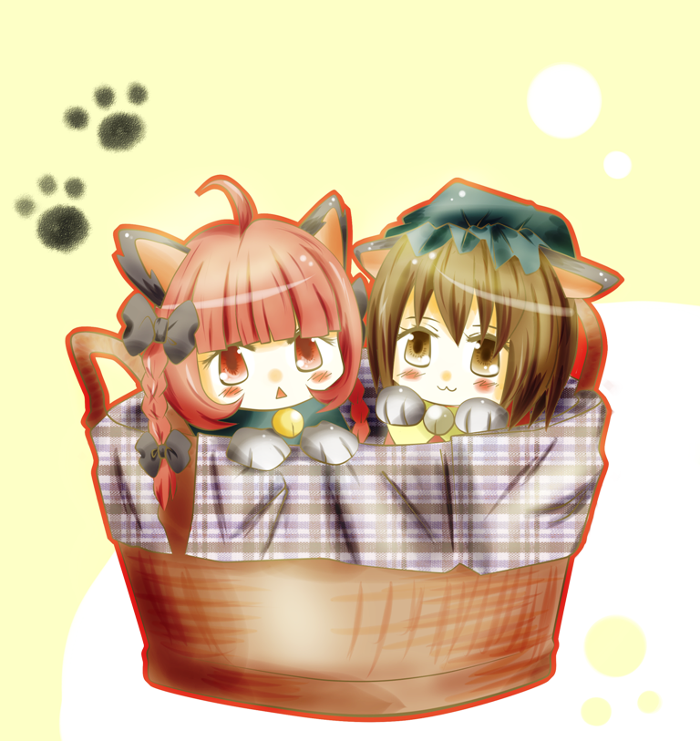 kaenbyou rin and chen (touhou) drawn by nelly_(sunhigh70)