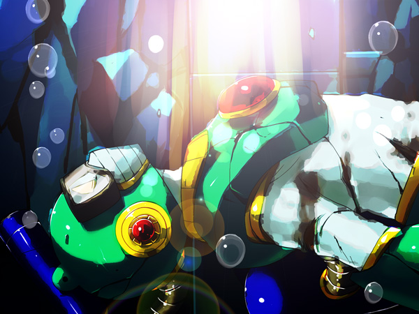 bubble man (mega man and 1 more) drawn by zakki