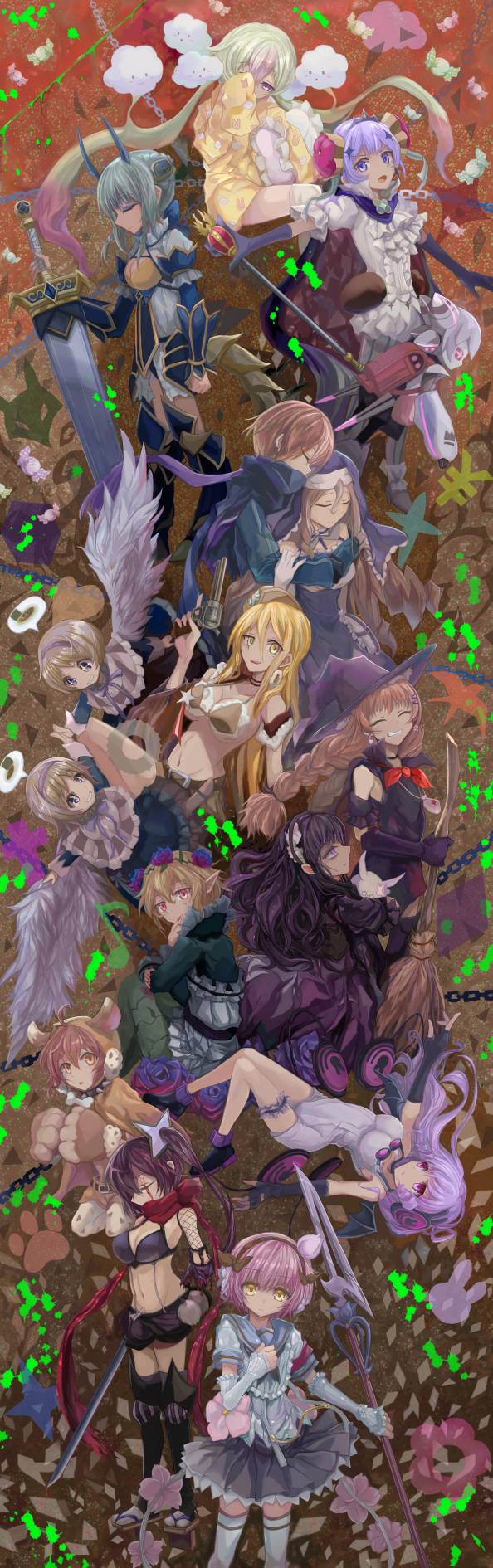 snow white, la pucelle, swim swim, nemurin, ruler, and 11 more (mahou shoujo ikusei keikaku and 1 more) drawn by makura_(being7)