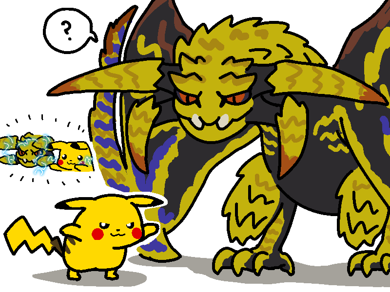 pikachu and rey dau (pokemon and 2 more) drawn by jazz_jack