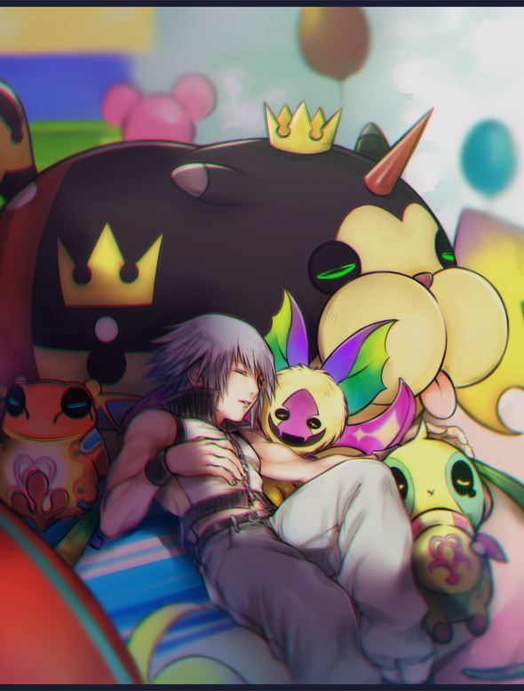riku, koumori bat, mimi bunny, kingdanyan, and kaeru chef (kingdom hearts and 1 more) drawn by mim_(mimya0600)