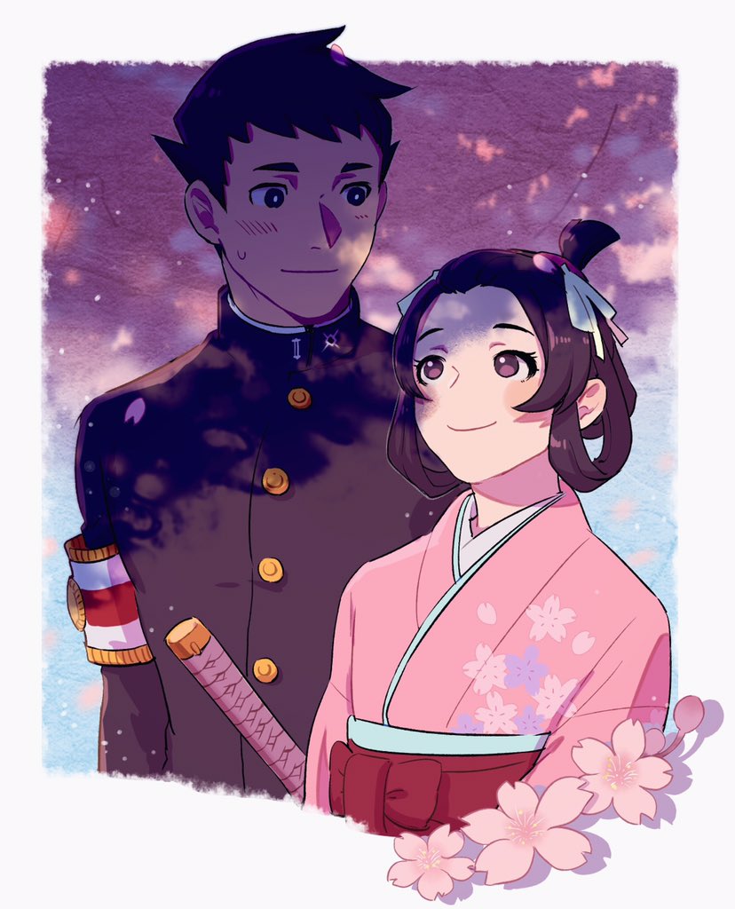 ryunosuke naruhodo and susato mikotoba (ace attorney and 1 more) drawn by vivi95862484