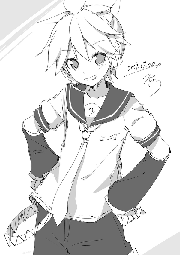 kagamine len (vocaloid) drawn by sudachi_(calendar)