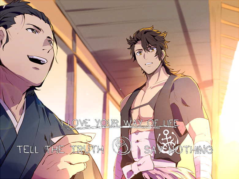 mutsu-no-kami yoshiyuki and sakamoto ryouma (touken ranbu and 3 more) drawn by t_k_g
