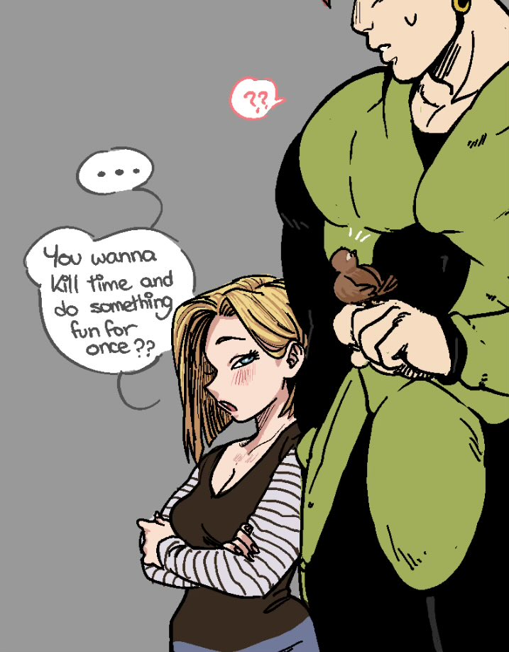 android 18 and android 16 (dragon ball and 1 more) drawn by spacey