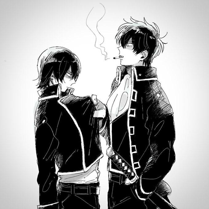 hijikata toushirou and yamazaki sagaru (gintama) drawn by se0h