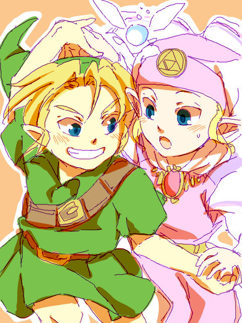 link, princess zelda, young link, navi, and young zelda (the legend of zelda and 1 more) drawn by saiba_(henrietta)