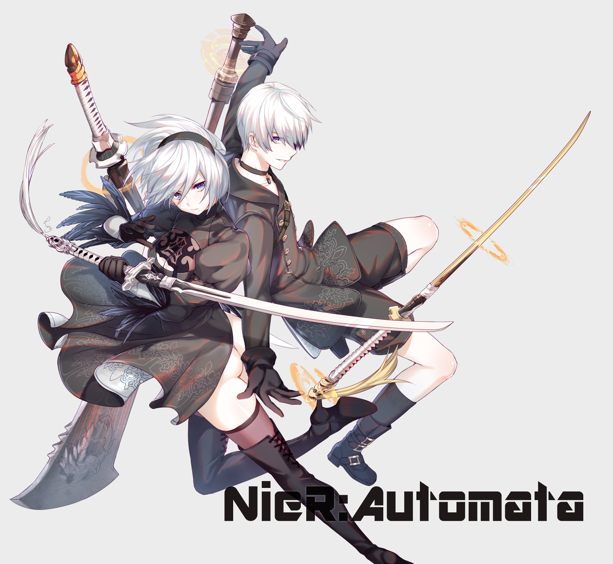Yorha No 2 Type B And Yorha No 9 Type S Nier And 1 More Drawn By Aki663 Danbooru