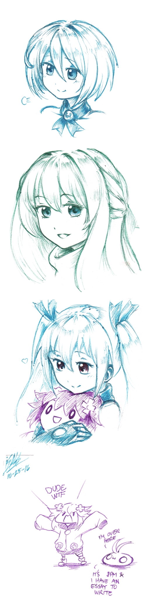 neptune, noire, blanc, and vert (neptune) drawn by isaki_tanaka