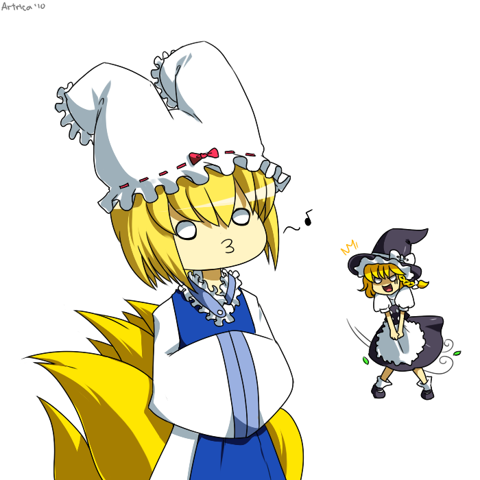kirisame marisa and yakumo ran (touhou) drawn by artrica