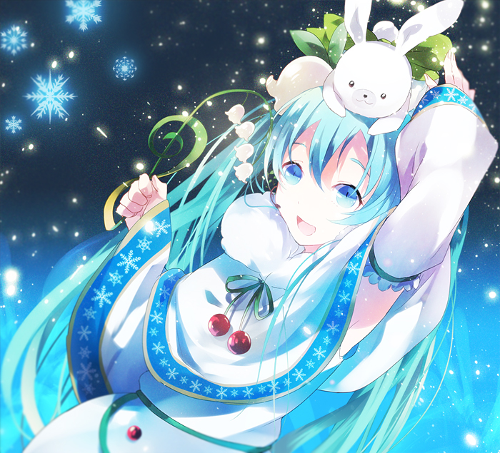 hatsune miku, yuki miku, and rabbit yukine (vocaloid) drawn by kamari_(kama_ri)