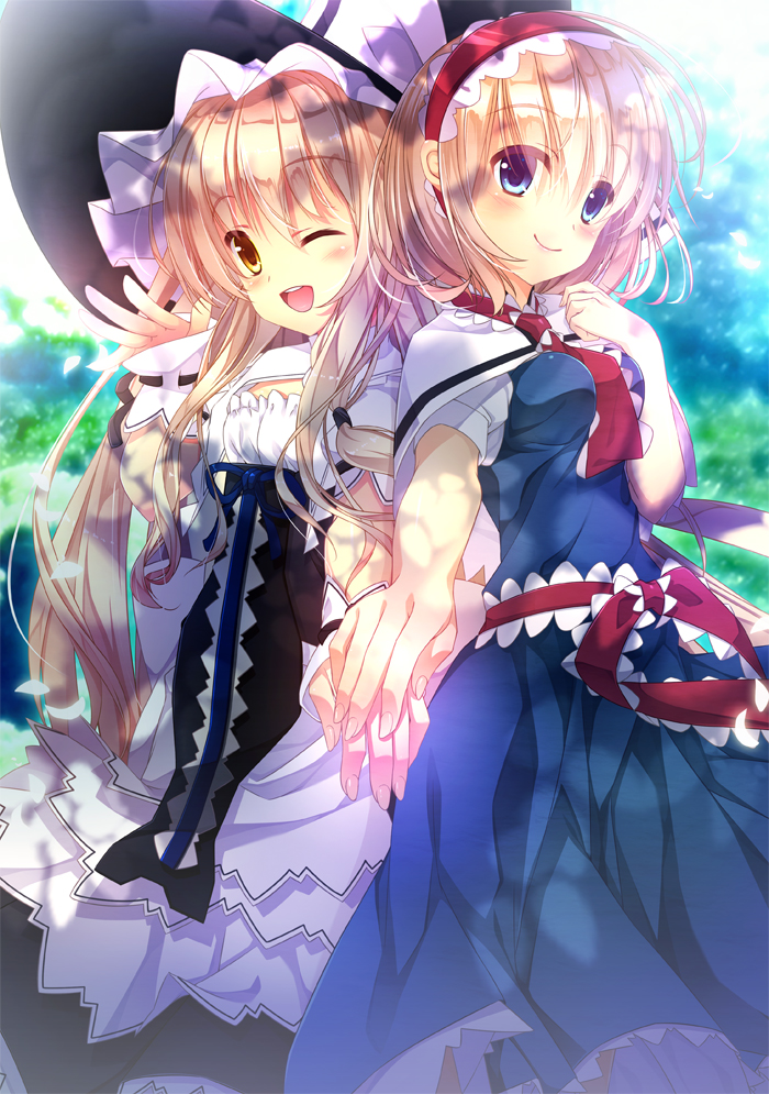 kirisame marisa and alice margatroid (touhou and 1 more) drawn by akane_hazuki