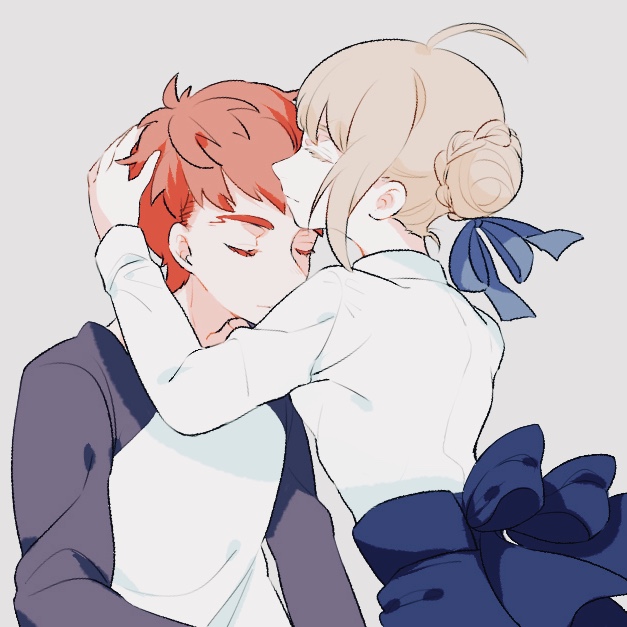 artoria pendragon, saber, and emiya shirou (fate and 1 more) drawn by suzuakks