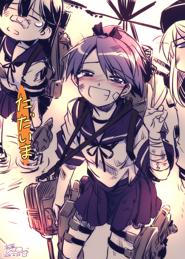 hibiki, ushio, and shikinami (kantai collection) drawn by takana_shinno