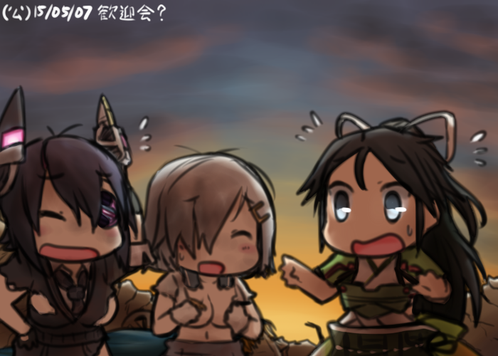 tenryuu, hamakaze, and katsuragi (kantai collection) drawn by hamu_koutarou