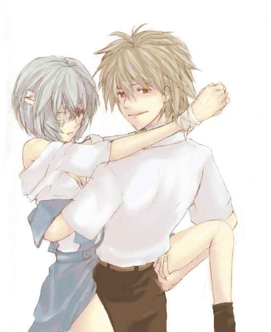 ayanami rei and nagisa kaworu (neon genesis evangelion) drawn by lrk