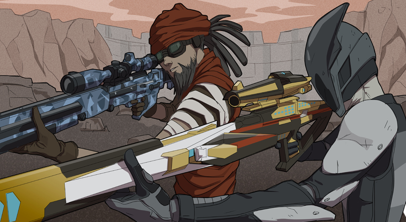 zer0 and mordecai (borderlands and 1 more) drawn by gb_(doubleleaf)