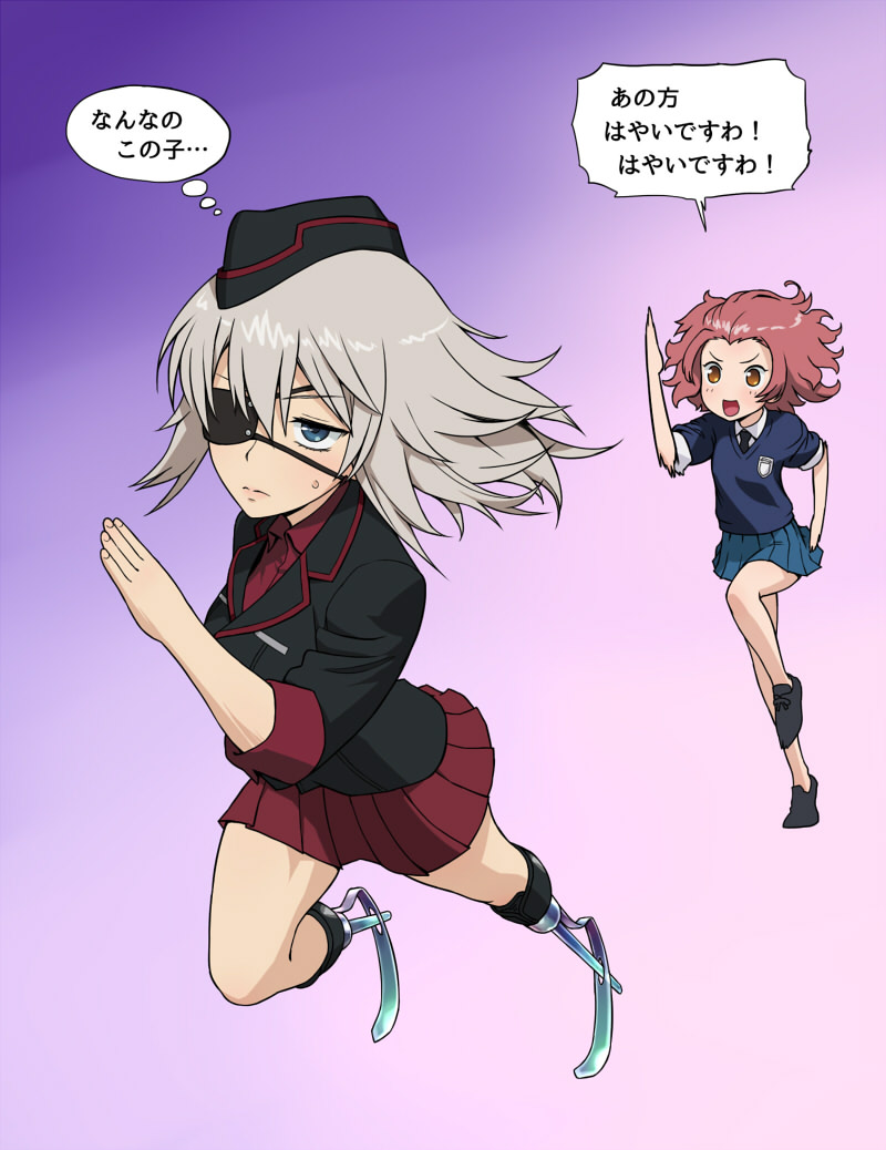 itsumi erika and rosehip (girls und panzer and 1 more) drawn by 