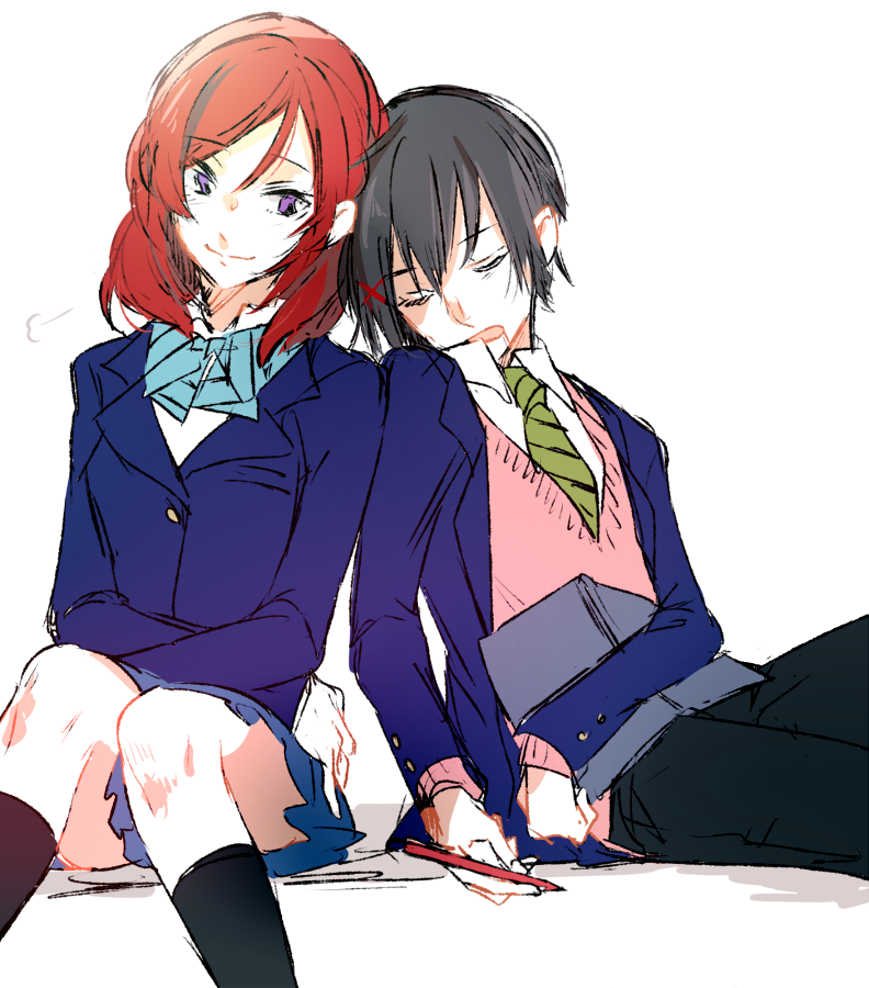 nishikino maki and yazawa nico (love live! and 1 more) drawn by sofy