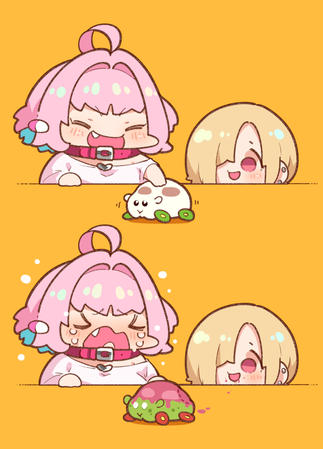 yumemi riamu, shirasaka koume, shiromo, and zombie molcar (idolmaster and 2 more) drawn by takato_kurosuke