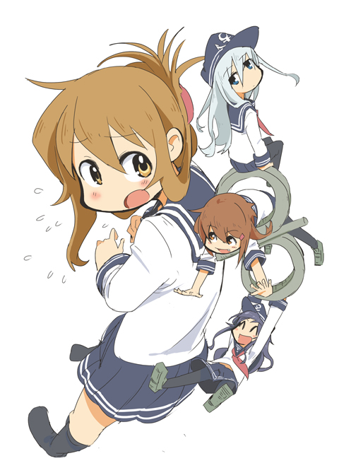 hibiki, inazuma, ikazuchi, and akatsuki (kantai collection and 1 more) drawn by moyashi_koubou