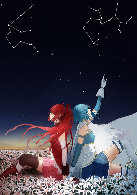 miki sayaka and sakura kyoko (mahou shoujo madoka magica) drawn by inneanis