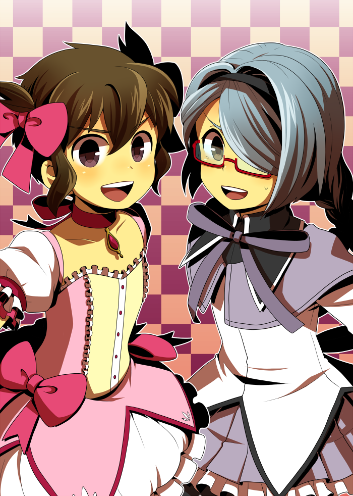 akemi homura, kaname madoka, kazemaru ichirouta, and endou mamoru (mahou shoujo madoka magica and 1 more) drawn by 24x24