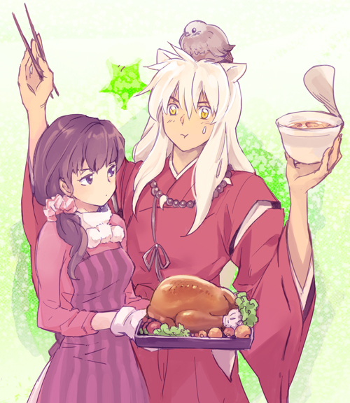 inuyasha and higurashi kagome (inuyasha) drawn by mocha_y