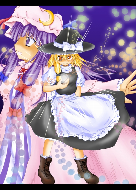 kirisame marisa and patchouli knowledge (touhou) drawn by kiriharayu
