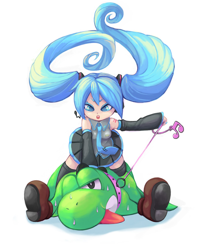 hatsune miku and yoshi (vocaloid and 1 more) drawn by kty_(04)