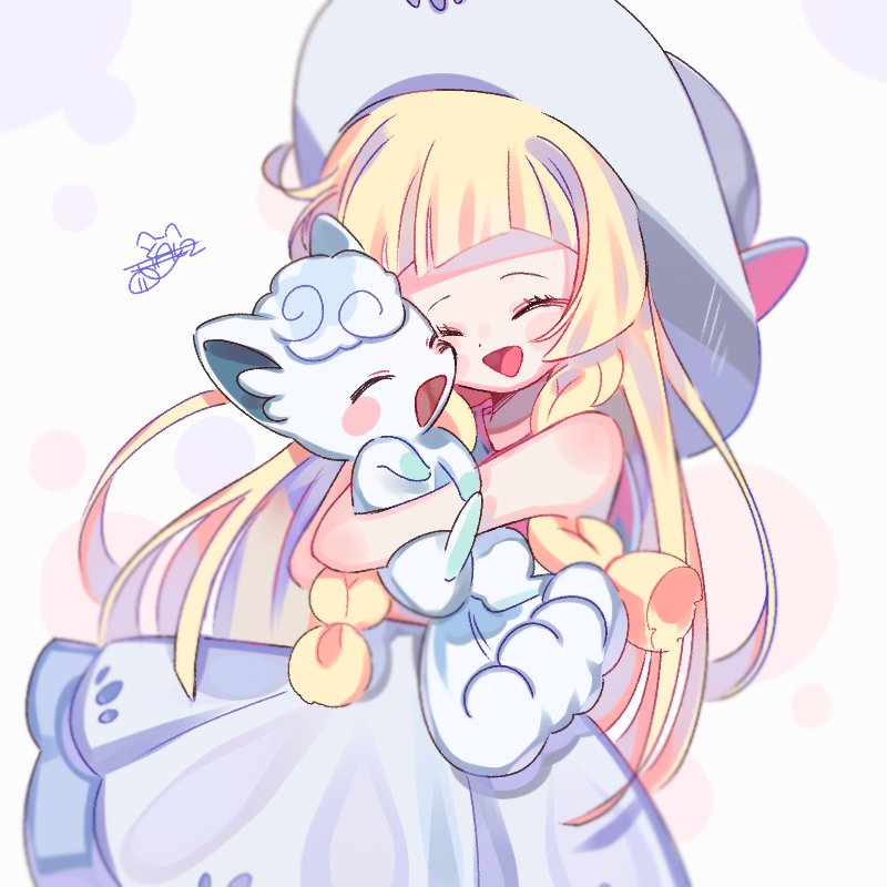 lillie and alolan vulpix (pokemon and 1 more) drawn by yalmyu