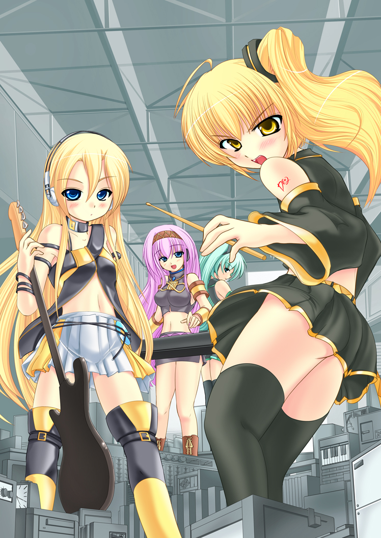 hatsune miku, megurine luka, akita neru, and lily (vocaloid) drawn by kirihane