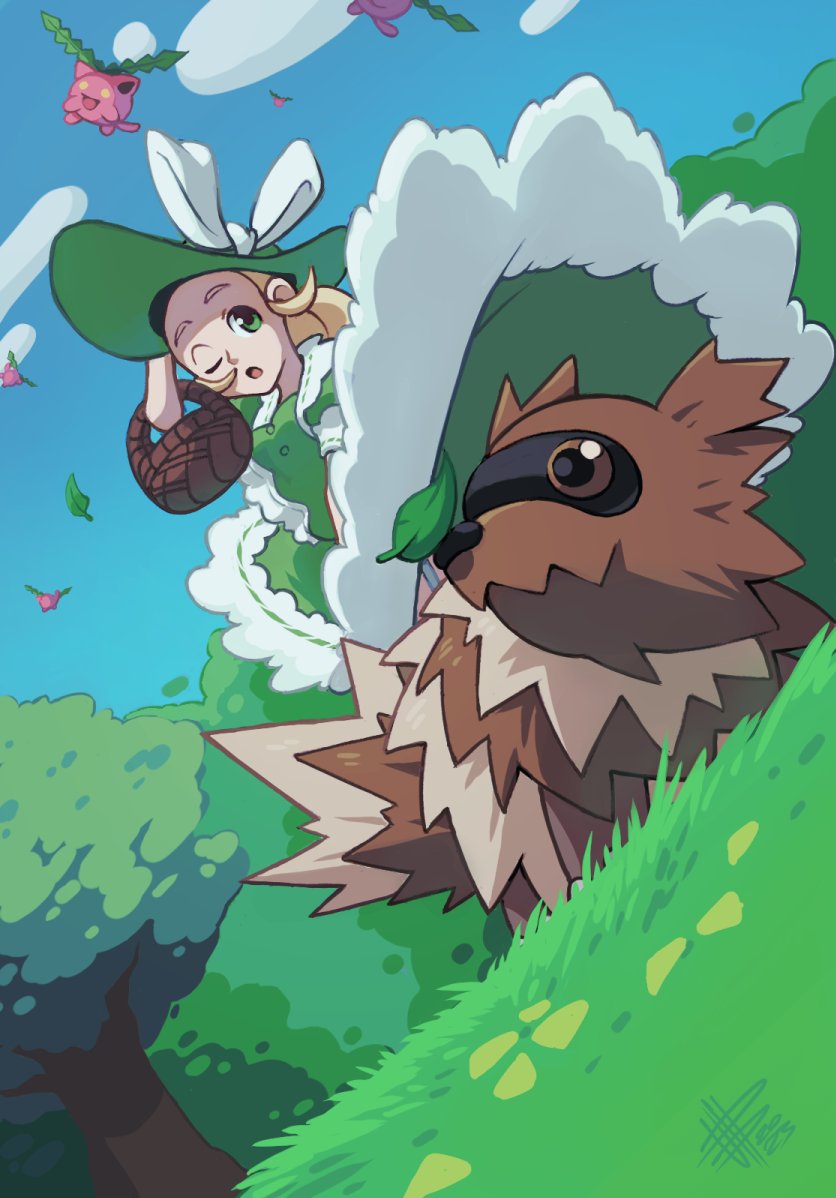 hoppip, zigzagoon, and lady (pokemon and 1 more) drawn by mateus_upd
