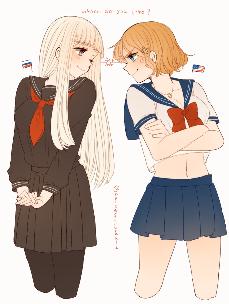 america and russia (axis powers hetalia) drawn by ninonuko
