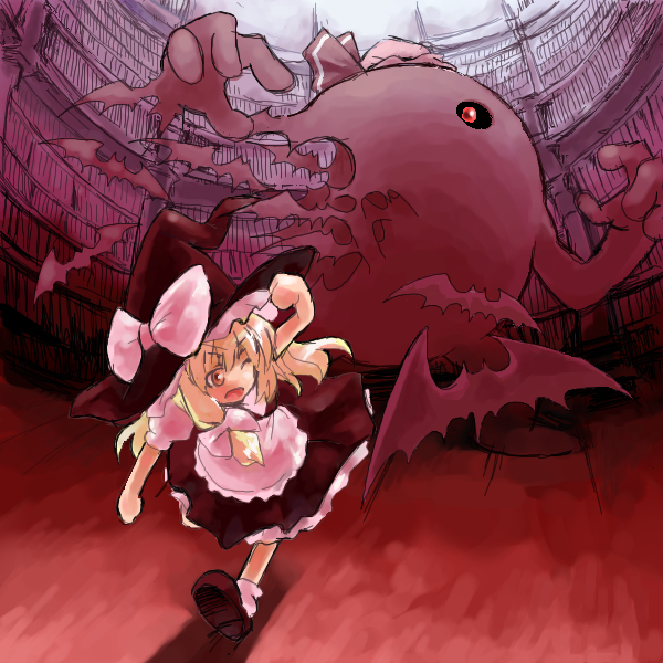 kirisame marisa, remilia scarlet, and yellow devil (touhou and 2 more) drawn by inuinu_(project_october)