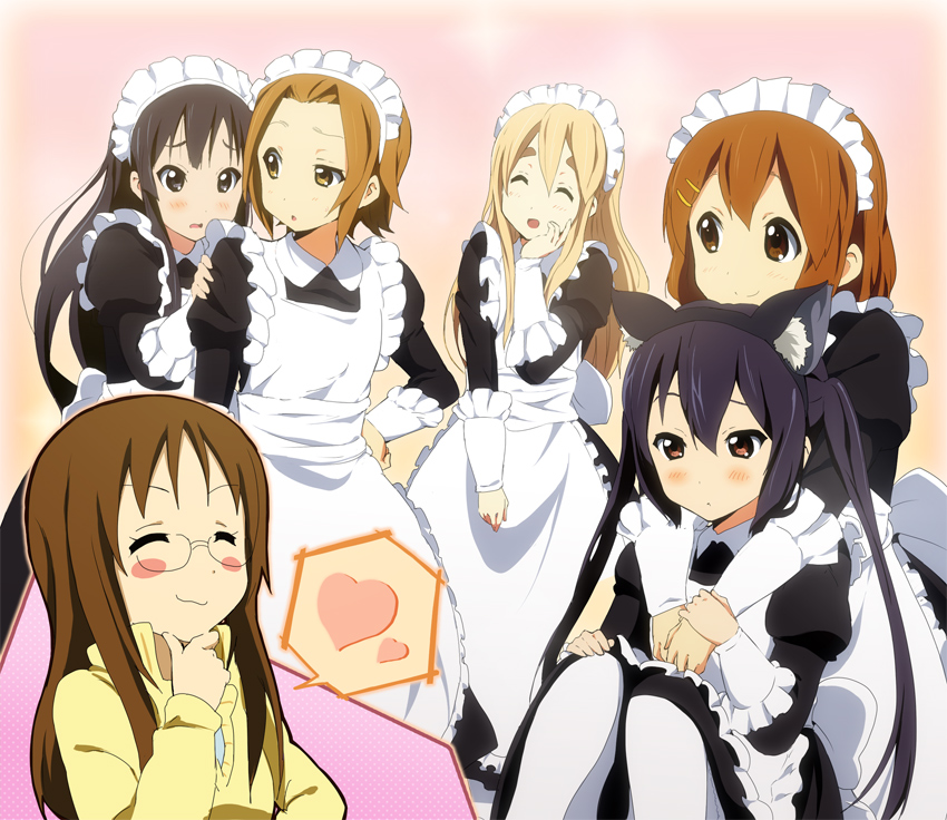 akiyama mio, nakano azusa, hirasawa yui, tainaka ritsu, kotobuki tsumugi, and 1 more (k-on!) drawn by kakiuchi_itsuki