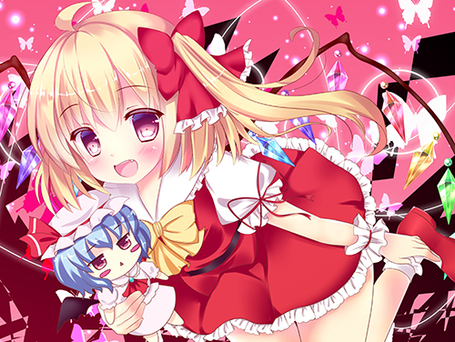 remilia scarlet and flandre scarlet (touhou) drawn by rikatan
