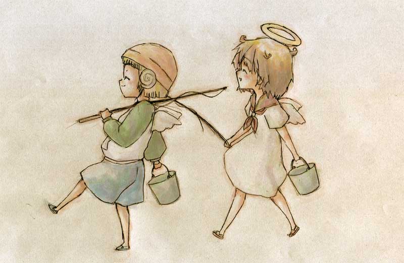 rakka and kuu (haibane renmei) drawn by chaman_(ochamanme)