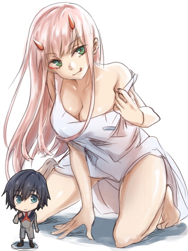 zero two and hiro (darling in the franxx) drawn by herozu_(xxhrd)