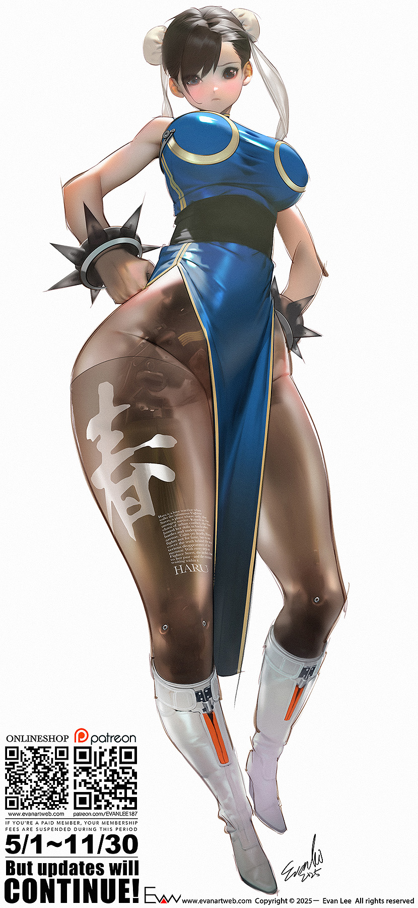 chun-li (street fighter) drawn by evan_lee