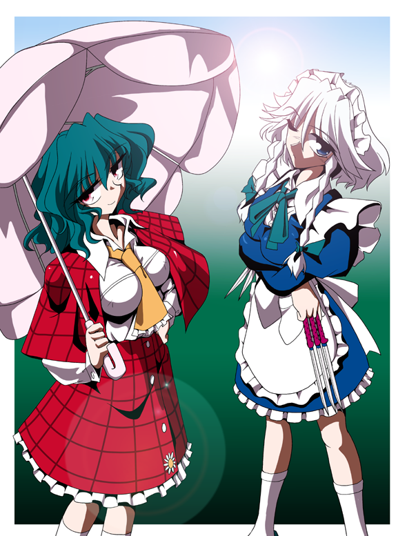 izayoi sakuya and kazami yuuka (touhou) drawn by kieyza