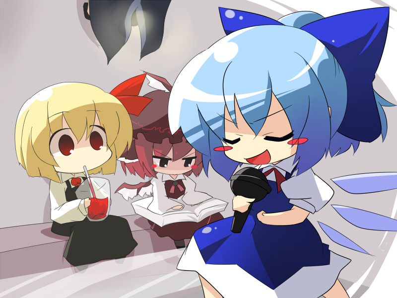 cirno, rumia, mystia lorelei, and wriggle nightbug (touhou) drawn by oka_(bananashoe)