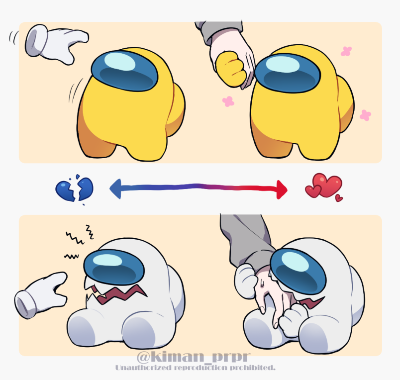 crewmate, yellow, white, impostor, and they (original and 1 more) drawn by kiman