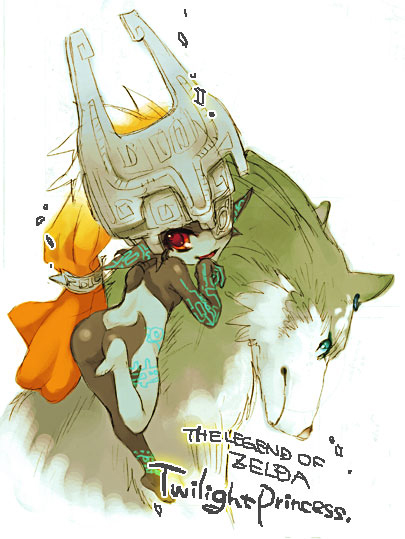link, midna, and wolf link (the legend of zelda and 1 more) drawn by mitsubachi_koucha