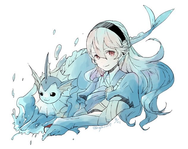 female corrin and vaporeon (pokemon and 2 more) drawn by robaco